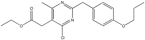 4-Chloro-6-methyl-2-(p-propoxybenzyl)-5-pyrimidineacetic acid ethyl ester 结构式