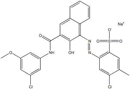 4-Chloro-3-methyl-6-[[3-[[(3-chloro-5-methoxyphenyl)amino]carbonyl]-2-hydroxy-1-naphtyl]azo]benzenesulfonic acid sodium salt 结构式