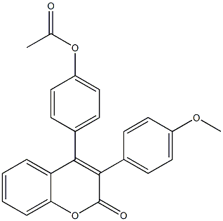 4-(p-Acetoxyphenyl)-3-(p-methoxyphenyl)-2H-1-benzopyran-2-one 结构式