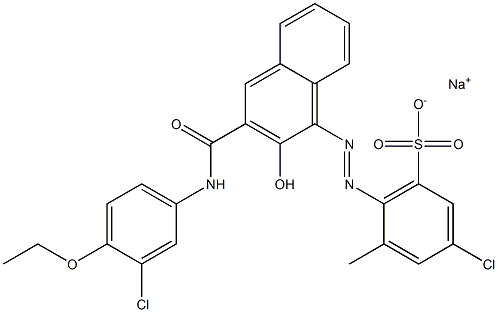 3-Chloro-5-methyl-6-[[3-[[(3-chloro-4-ethoxyphenyl)amino]carbonyl]-2-hydroxy-1-naphtyl]azo]benzenesulfonic acid sodium salt 结构式