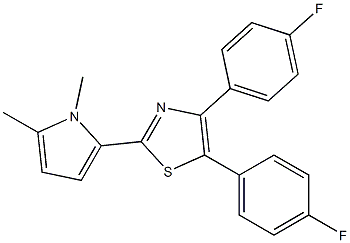 4,5-Bis(4-fluorophenyl)-2-(1,5-dimethyl-1H-pyrrol-2-yl)thiazole 结构式