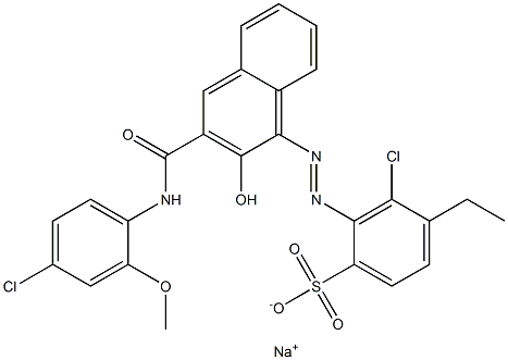 3-Chloro-4-ethyl-2-[[3-[[(4-chloro-2-methoxyphenyl)amino]carbonyl]-2-hydroxy-1-naphtyl]azo]benzenesulfonic acid sodium salt 结构式