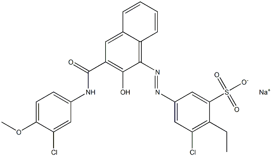 3-Chloro-2-ethyl-5-[[3-[[(3-chloro-4-methoxyphenyl)amino]carbonyl]-2-hydroxy-1-naphtyl]azo]benzenesulfonic acid sodium salt 结构式