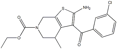 2-Amino-3-(3-chlorobenzoyl)-4,5,6,7-tetrahydro-4-methyl-6-ethoxycarbonylthieno[2,3-c]pyridine 结构式