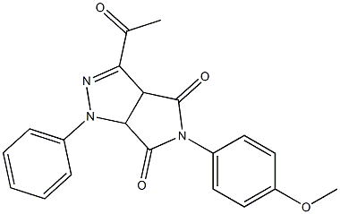 1,3a,4,5,6,6a-Hexahydro-3-acetyl-4,6-dioxo-5-(4-methoxyphenyl)-1-(phenyl)pyrrolo[3,4-c]pyrazole 结构式