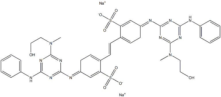 4,4'-Bis[[2-anilino-4-[methyl(2-hydroxyethyl)amino]-1,3,5-triazin-6-yl]imino]stilbene-2,2'-disulfonic acid disodium salt 结构式