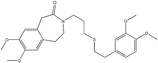 4,5-Dihydro-7,8-dimethoxy-3-[3-[2-(3,4-dimethoxyphenyl)ethylthio]propyl]-1H-3-benzazepin-2(3H)-one 结构式