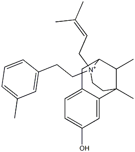 1,2,3,4,5,6-Hexahydro-8-hydroxy-3-(2-m-tolylethyl)-3-(3-methyl-2-butenyl)-6,11-dimethyl-2,6-methano-3-benzazocin-3-ium 结构式