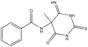 5-Benzoylamino-1,2,5,6-tetrahydro-6-imino-5-methyl-2-thioxopyrimidin-4(3H)-one 结构式