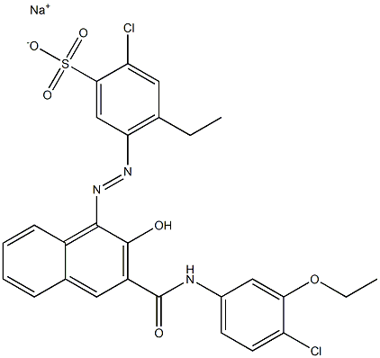 2-Chloro-4-ethyl-5-[[3-[[(4-chloro-3-ethoxyphenyl)amino]carbonyl]-2-hydroxy-1-naphtyl]azo]benzenesulfonic acid sodium salt 结构式