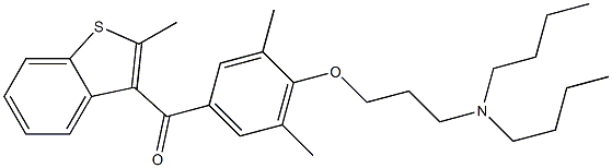 2-Methyl-3-[3,5-dimethyl-4-[3-(dibutylamino)propoxy]benzoyl]benzo[b]thiophene 结构式