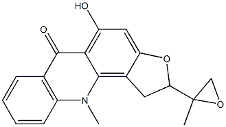 1,11-Dihydro-5-hydroxy-11-methyl-2-(2-methyloxiran-2-yl)furo[2,3-c]acridin-6(2H)-one 结构式