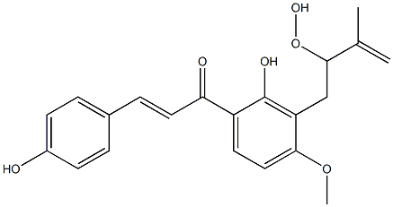 (E)-1-[2-Hydroxy-4-methoxy-3-(2-hydroperoxy-3-methyl-3-butenyl)phenyl]-3-(4-hydroxyphenyl)-2-propen-1-one 结构式