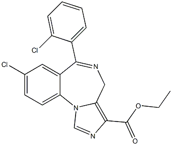 6-(2-Chlorophenyl)-8-chloro-4H-imidazo[1,5-a][1,4]benzodiazepine-3-carboxylic acid ethyl ester 结构式