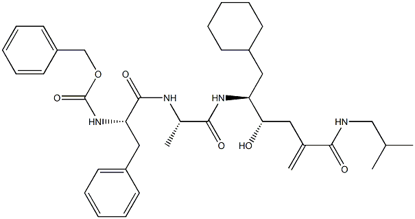 (4S,5S)-6-Cyclohexyl-5-[[(2S)-2-[[(2S)-2-(benzyloxycarbonylamino)-3-phenylpropionyl]amino]-propionyl]amino]-4-hydroxy-2-methylene-N-(2-methylpropyl)hexanamide 结构式