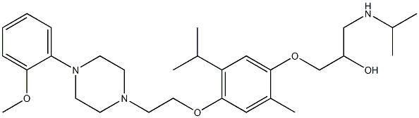 3-[4-[2-[4-(2-Methoxyphenyl)-1-piperazinyl]ethoxy]-2-methyl-5-isopropylphenoxy]-1-(isopropylamino)-2-propanol 结构式