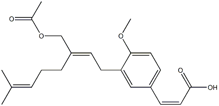 3-[(2E)-3-(Acetoxymethyl)-7-methyl-2,6-octadien-1-yl]-4-methoxy-cis-cinnamic acid 结构式