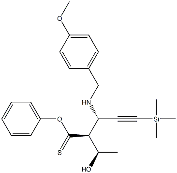 (2S,3S)-2-[(R)-1-Hydroxyethyl]-3-[(p-methoxybenzyl)amino]-5-trimethylsilyl-4-pentynethioic acid phenyl ester 结构式