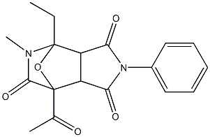 7-Acetyl-4,5,7,7a-tetrahydro-4-ethyl-5-methyl-2-phenyl-4,7-epoxy-1H-pyrrolo[3,4-c]pyridine-1,3,6(2H,3aH)-trione 结构式