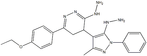 3-Hydrazino-4,5-dihydro-6-(4-ethoxyphenyl)-4-(1-phenyl-5-hydrazino-3-methyl-1H-pyrazol-4-yl)pyridazine 结构式