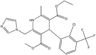 6-(1H-Imidazol-1-ylmethyl)-4-(2-chloro-3-(trifluoromethyl)phenyl)-2-methyl-1,4-dihydropyridine-3,5-dicarboxylic acid 3-ethyl 5-methyl ester 结构式