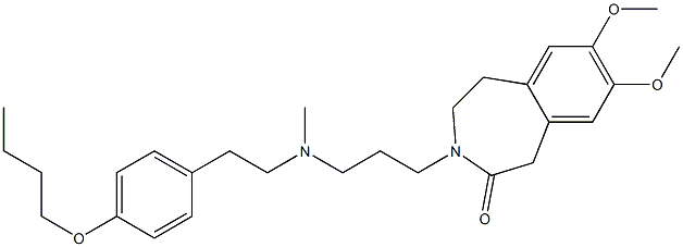 4,5-Dihydro-7,8-dimethoxy-3-[3-[N-methyl-2-(4-butoxyphenyl)ethylamino]propyl]-1H-3-benzazepin-2(3H)-one 结构式