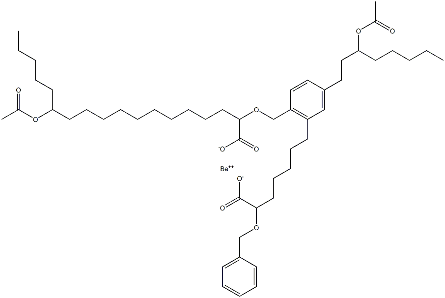 Bis(2-benzyloxy-13-acetyloxystearic acid)barium salt 结构式