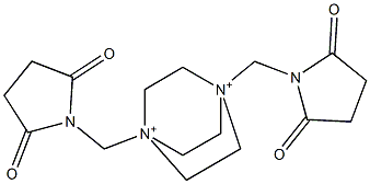 1,4-Bis[(2,5-dioxopyrrolidin-1-yl)methyl]-1,4-diazoniabicyclo[2.2.2]octane 结构式