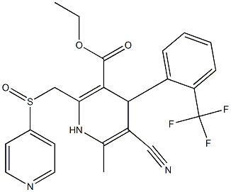 5-Cyano-1,4-dihydro-6-methyl-2-[(4-pyridinylsulfinyl)methyl]-4-(2-trifluoromethylphenyl)pyridine-3-carboxylic acid ethyl ester 结构式