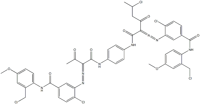 3,3'-[2-(1-Chloroethyl)-1,4-phenylenebis[iminocarbonyl(acetylmethylene)azo]]bis[N-[2-(chloromethyl)-4-methoxyphenyl]-4-chlorobenzamide] 结构式