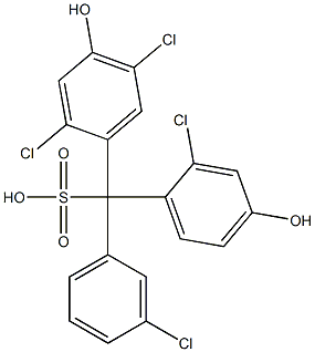 (3-Chlorophenyl)(2-chloro-4-hydroxyphenyl)(2,5-dichloro-4-hydroxyphenyl)methanesulfonic acid 结构式