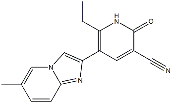 2-[(3-Cyano-6-ethyl-1,2-dihydro-2-oxopyridin)-5-yl]-6-methylimidazo[1,2-a]pyridine 结构式