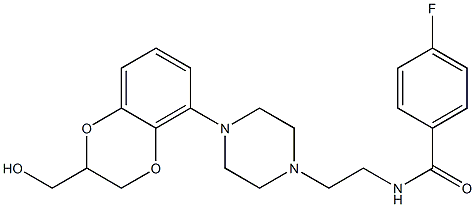 (+)-N-[2-[4-[2,3-Dihydro-2-(hydroxymethyl)-1,4-benzodioxin-5-yl]-1-piperazinyl]ethyl]-4-fluorobenzamide 结构式