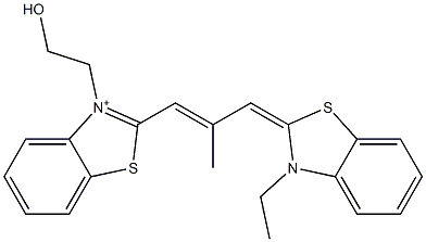 2-[3-(3-Ethylbenzothiazol-2(3H)-ylidene)-2-methyl-1-propenyl]-3-(2-hydroxyethyl)benzothiazol-3-ium 结构式