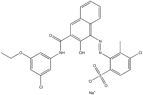 4-Chloro-3-methyl-2-[[3-[[(3-chloro-5-ethoxyphenyl)amino]carbonyl]-2-hydroxy-1-naphtyl]azo]benzenesulfonic acid sodium salt 结构式