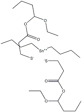 Dibutyltin(IV)bis[3-(1-ethoxybutoxy)-3-oxopropane-1-thiolate] 结构式