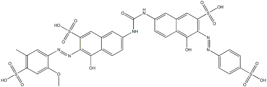 4-Hydroxy-7-[[[[5-hydroxy-6-[(2-methoxy-5-methyl-4-sulfophenyl)azo]-7-sulfo-2-naphthalenyl]amino]carbonyl]amino]-3-[(4-sulfophenyl)azo]-2-naphthalenesulfonic acid 结构式