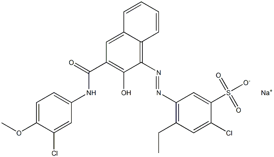 2-Chloro-4-ethyl-5-[[3-[[(3-chloro-4-methoxyphenyl)amino]carbonyl]-2-hydroxy-1-naphtyl]azo]benzenesulfonic acid sodium salt 结构式