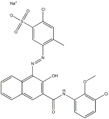 2-Chloro-4-methyl-5-[[3-[[(3-chloro-2-methoxyphenyl)amino]carbonyl]-2-hydroxy-1-naphtyl]azo]benzenesulfonic acid sodium salt 结构式