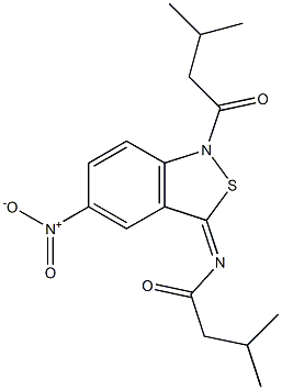 5-Nitro-1-isovaleryl-3(1H)-isovalerylimino-2,1-benzisothiazole 结构式