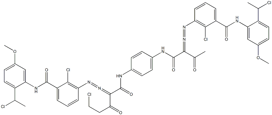 3,3'-[2-(Chloromethyl)-1,4-phenylenebis[iminocarbonyl(acetylmethylene)azo]]bis[N-[2-(1-chloroethyl)-5-methoxyphenyl]-2-chlorobenzamide] 结构式