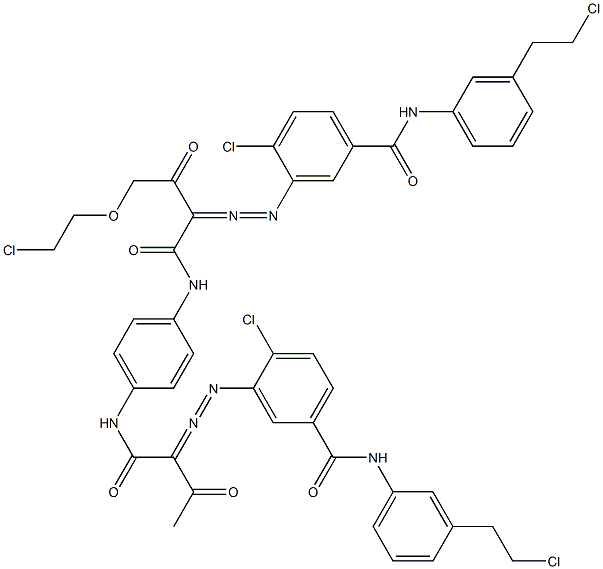 3,3'-[2-[(2-Chloroethyl)oxy]-1,4-phenylenebis[iminocarbonyl(acetylmethylene)azo]]bis[N-[3-(2-chloroethyl)phenyl]-4-chlorobenzamide] 结构式