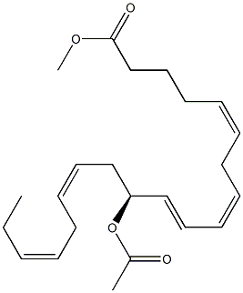 (5Z,8Z,10E,12S,14Z,17Z)-12-Acetoxy-5,8,10,14,17-icosapentaenoic acid methyl ester 结构式