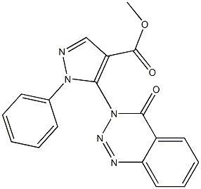 1-Phenyl-5-[(3,4-dihydro-4-oxo-1,2,3-benzotriazin)-3-yl]-1H-pyrazole-4-carboxylic acid methyl ester 结构式