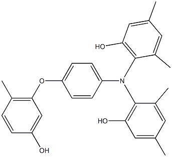 N,N-Bis(6-hydroxy-2,4-dimethylphenyl)-4-(3-hydroxy-6-methylphenoxy)benzenamine 结构式