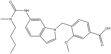 4-[6-[3-Butyl-3-methylureido]-1H-indol-1-ylmethyl]-3-methoxybenzoic acid 结构式