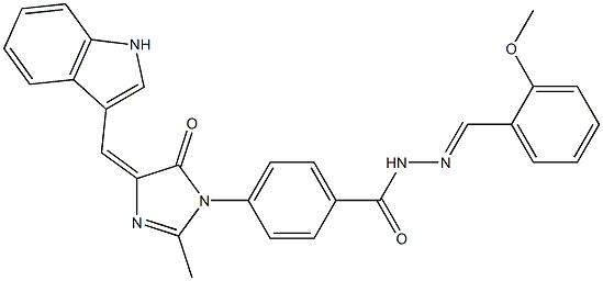 4-[[4,5-Dihydro-4-[(1H-indol-3-yl)methylene]-2-methyl-5-oxo-1H-imidazol]-1-yl]-N'-(2-methoxybenzylidene)benzhydrazide 结构式