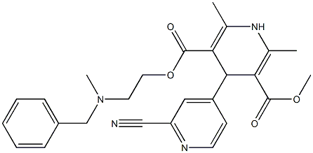 4-(2-Cyanopyridin-4-yl)-1,4-dihydro-2,6-dimethylpyridine-3,5-dicarboxylic acid 3-methyl 5-[2-(N-methyl-N-benzylamino)ethyl] ester 结构式