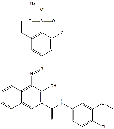 2-Chloro-6-ethyl-4-[[3-[[(4-chloro-3-methoxyphenyl)amino]carbonyl]-2-hydroxy-1-naphtyl]azo]benzenesulfonic acid sodium salt 结构式