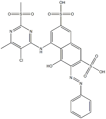 5-[[5-Chloro-6-methyl-2-(methylsulfonyl)-4-pyrimidinyl]amino]-4-hydroxy-3-(phenylazo)-2,7-naphthalenedisulfonic acid 结构式